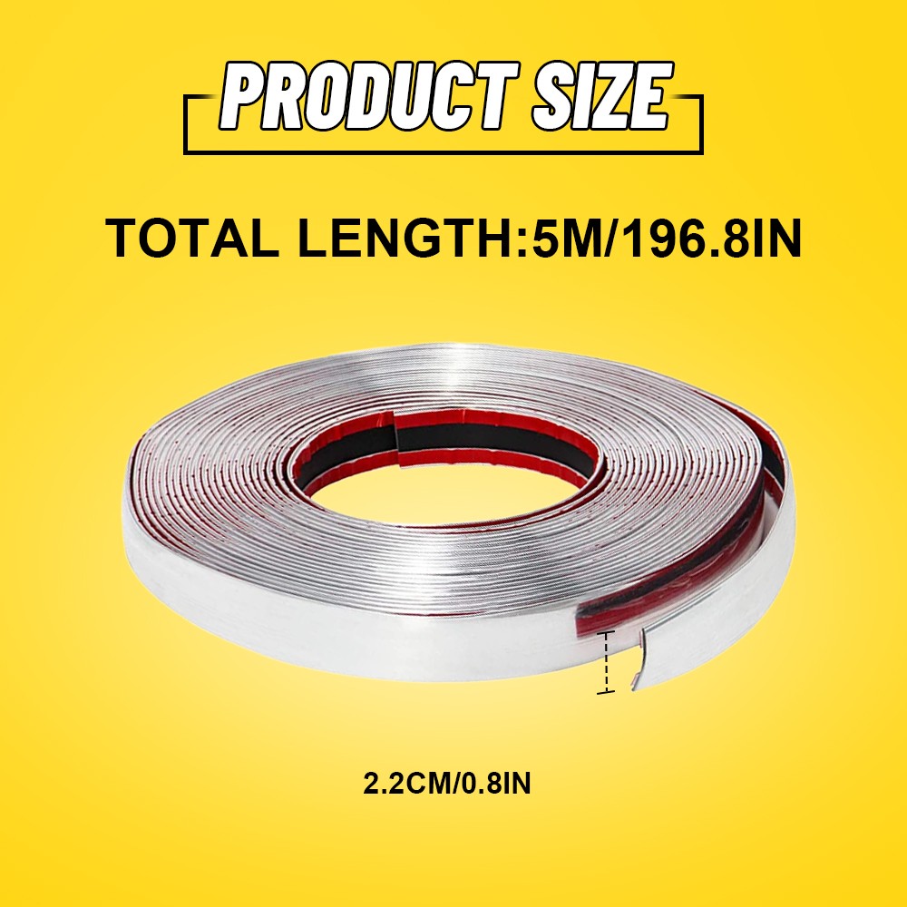 0.8in Chrome Trim Molding Strip Car Door Window Bumper Side Trime Protector 16ft