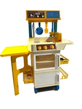 Vintage 1970s Fisher Price Fun Food Kitchen Oven Play Set Stove Sink Spray Retro