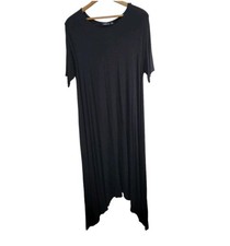 Boohoo Short Sleeve Hanky Hem Dress Women's Size 16 Black NWT Witchy Goth Dark