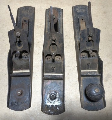 Three No. 5 incomplete Bailey/Stanley planes for repair/parts