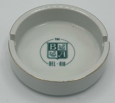 The Bel-Air Hotel Vintage Ashtray Los Angeles California Ceramic White w/ Gold