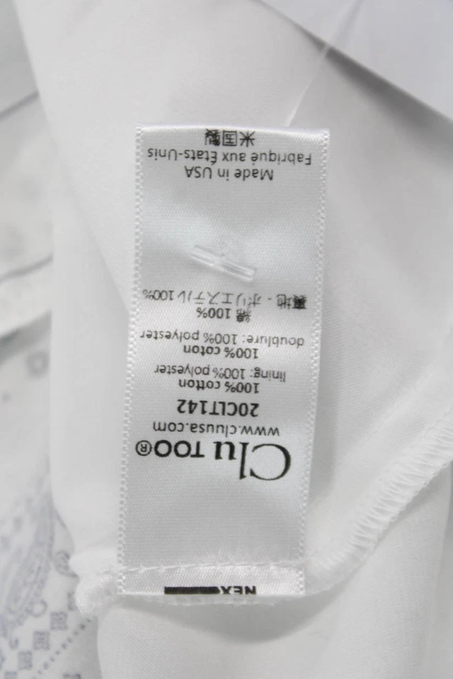 Falda Clu TOO Mujer Bandana Estampado Línea A Blanco Azul Algodón Talla Pequeña Foto 4 de 4