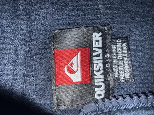 Quiksilver Men's Black/Red Colorblock Hooded Full Zip Cotton Jacket Logo L image 2