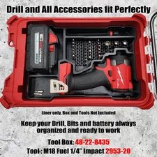 M18 Fuel 1/4" Hex Impact Driver Organizer for Milwaukee Compact Packout insert
