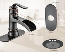 Bathroom Faucet Waterfall Single Handle/Hole Basin Vanity Sink Faucet Deck Mount