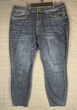 Judy Blue Jeans Womens 20W Skinny Fit Dark Blue Raw Hems High Rise