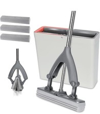 MASTERTOP Sponge Mop and Bucket, Lazy Squeeze Mops with Bucket Wringer