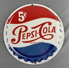 Vintage Ande Rooney 8" Round Pepsi Cola 5 Cents Porcelain Sign 1991 New Wrapped