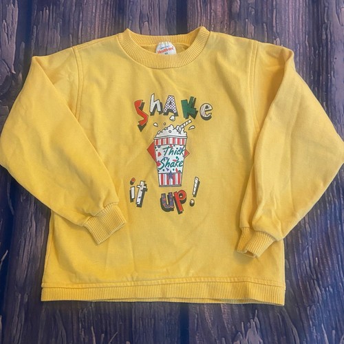 Vintage Healthtex USA made crewneck sweatshirt mustard yellow shake it up 6x
