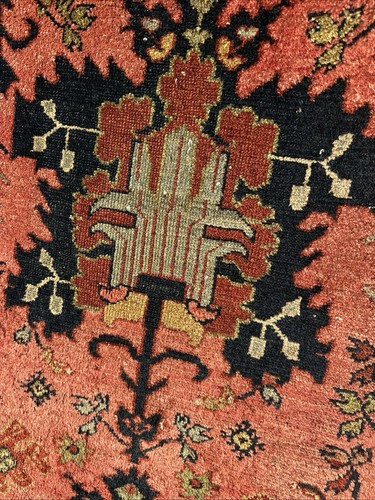 Auth: 19th C Antique N W Herez Rug Zoomorphic Kurdish Lion Organic 3x6 NR