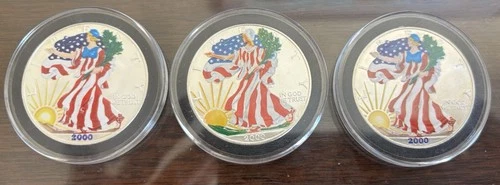 (Lot of 3) Colorized 2000 Silver Eagles ~Brilliant Uncirculated