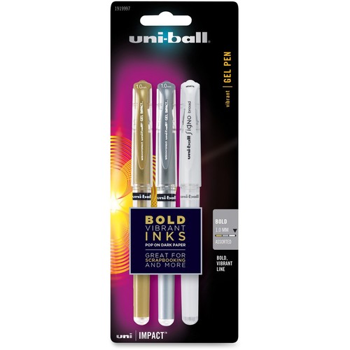 uni-ball Impact Bold Gel Pen 1.0 mm Assorted Metallic 3/Pack 1919997