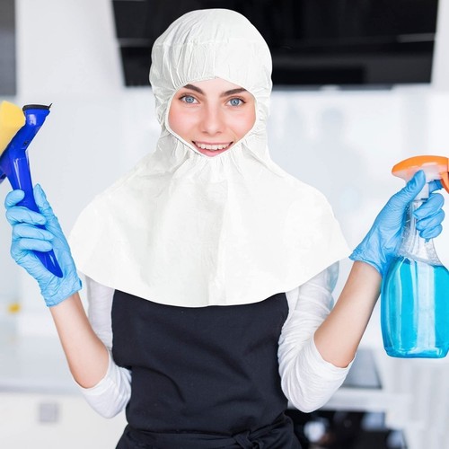 100 pcs White Non-Sterile Disposable Microporous Polypropylene Hoods 60 gsm - Picture 7 of 7