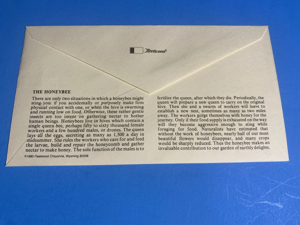 THE HONEYBEE - FIRST DAY OF ISSUE - 1980 - ENVELOPE - Image 3 of 3