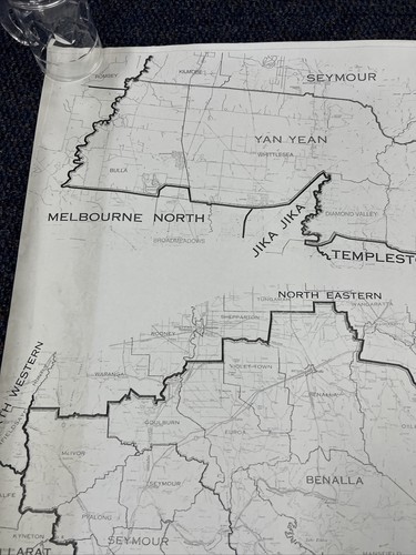 VINTAGE MAP CENTRAL HIGHLANDS BENALLA EVELYN SEYMOUR SILVAN ELECTORAL PROVINCE - Picture 6 of 9