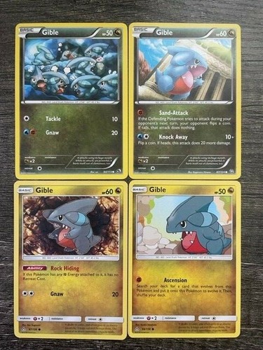 Pokémon 4 GIBLE 87/124 + GIBLE 94/113 + GIBLE 96/156 + GIBLE 97/156 LP-NM