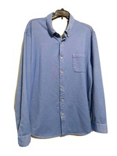 Van Heusen Traveler Men's Blue Long Sleeve Button Up Knit Shirt Top Sz L