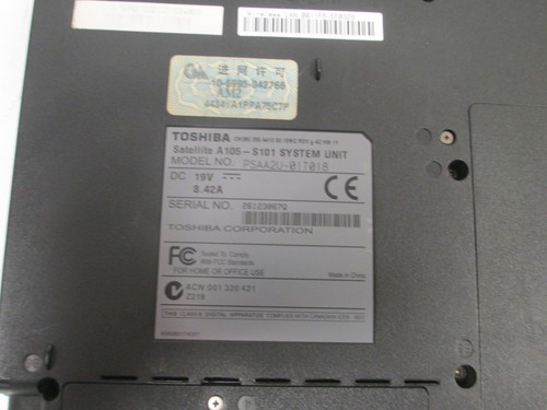 Toshiba Satellite A105 No OS NO HDD 448MB RAM Celeron M @1.60GHz *Bad Battery* - Picture 8 of 8