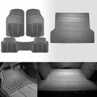 FH Group Universal Fit Gray Car Floor Mats All Weather w/ Black Cargo Trunk Mat