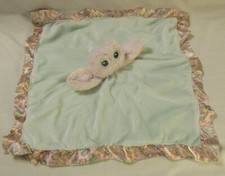 Bearington Baby Owl Pink Paisley Blue Lovey Velour Security Blanket Silk Rattles