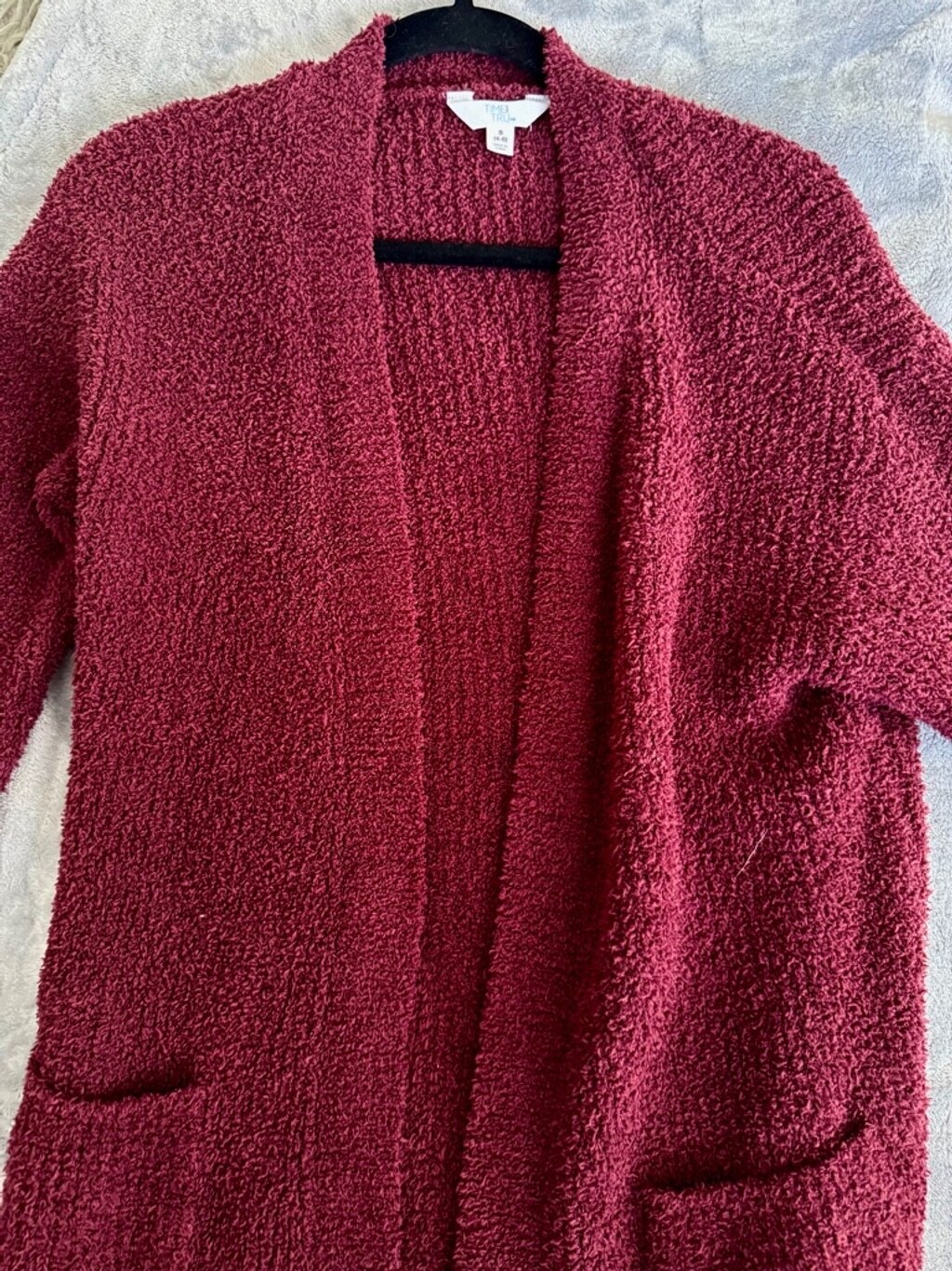 Time and Tru Oversized Burgundy Long Cardigan in Size Small  