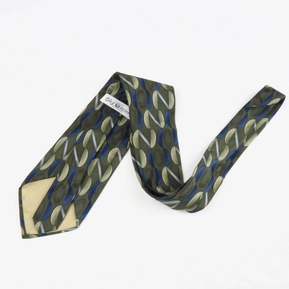Corbata Oleg Cassini Hombre Geométrica Abstracta Verde Azul 57"x4" Años 80 Retro Foto 4 de 4