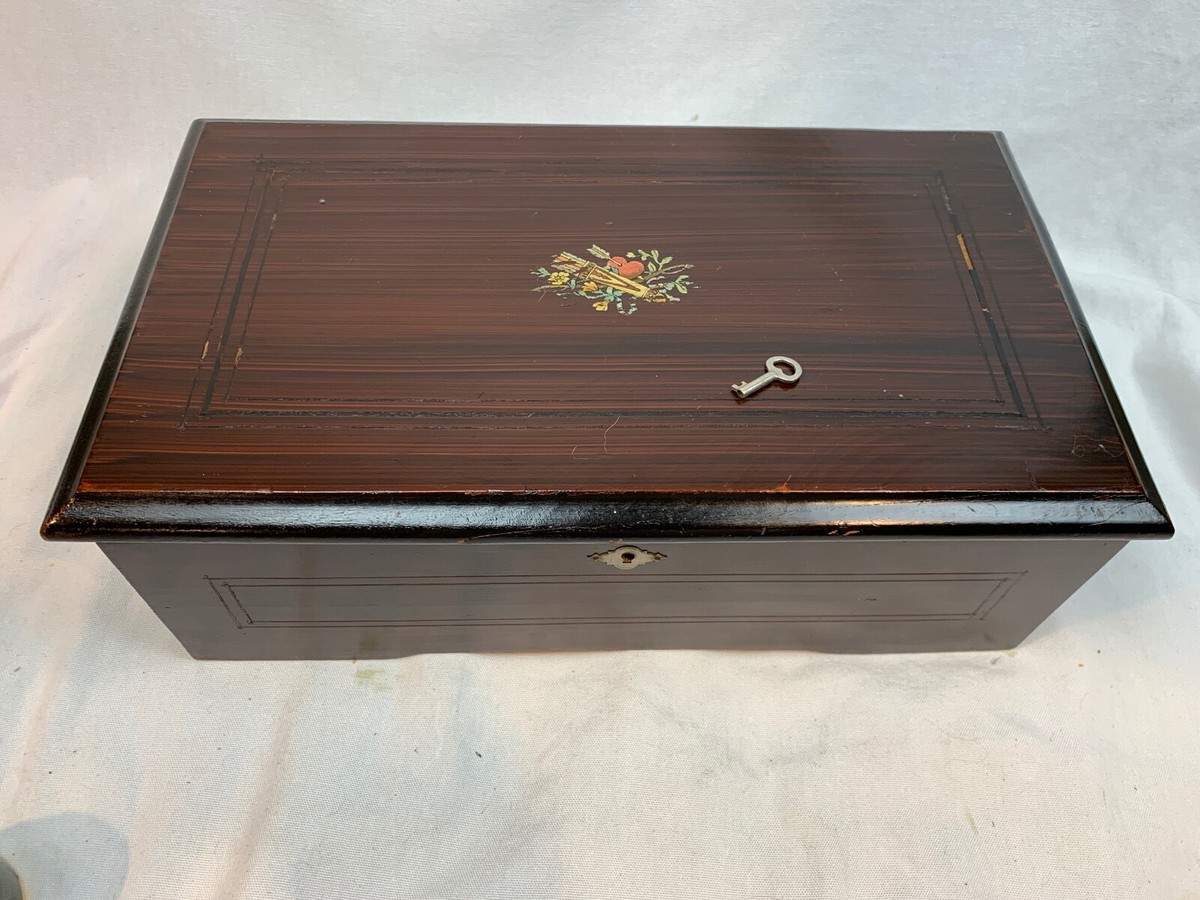 Antique 1800's music box Swiss 6 Airs Etouffoirs en Acier Working