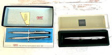 Lot of 3 Vintage Cross Ballpoint Chrome Pens Pencil Set in Original Box