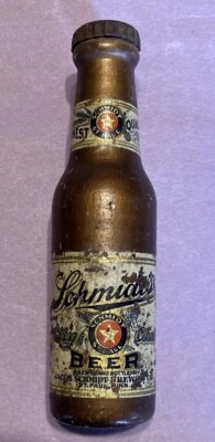 Mid 20th C., Schmidts Beer, St. Paul, wooden bottle shaped beer opener