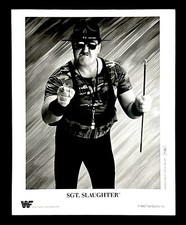 WWE SGT SLAUGHTER P-006 OFFICIAL LICENSED ORIGINAL 8X10 PROMO PHOTO FROM 1990