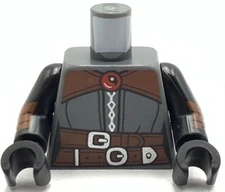 Lego New Minifig Torso Female Robe Reddish Brown Shoulders Belts Silver Buckles