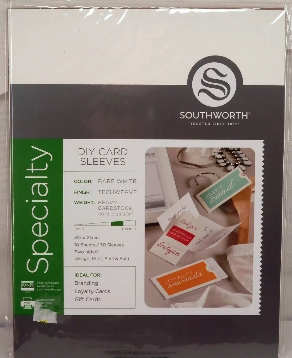 Southworth DIY Printable Gift Card Sleeves Print & Fold (3 per sheet, 10  sheets)