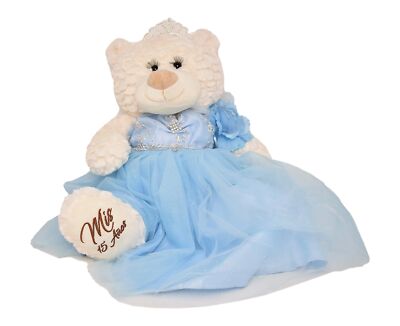 Last Quince Bear Tulle Skirt, Baby Blue Color Quinceanera Teddy