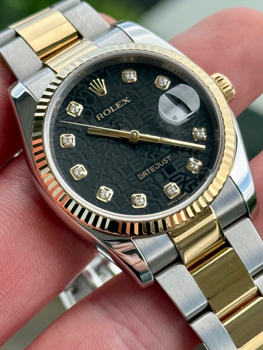 2008 Rolex Datejust 116233 Black Diamond Jubilee Dial 36mm