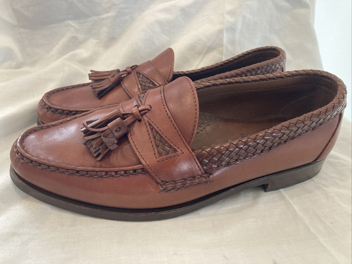 Allen Edmonds Loafers Men 9 B Maxfield Shoes Brown Woven Leather Tassel Slip On Allen Edmonds  main image 4