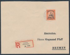 DNG 30 Pfennig Yacht EF Einschreiben Friedrich-Wilhelmshafen 1906 Bremen (S24623