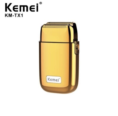 Kemei Cordless Metal Double Foil Shaver Electric Razor for Men Close Gold 