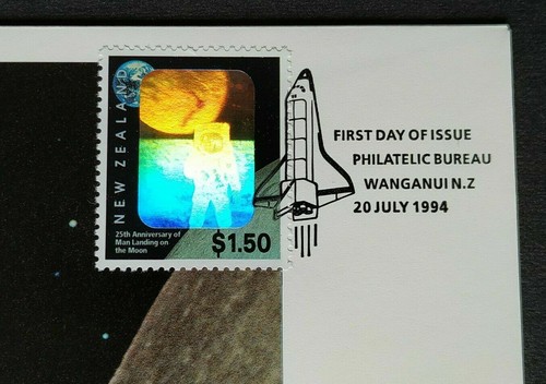 1994 New Zealand 25th Anniversary of Man Landing on Moon 1v Hologram Stamp FDC - Picture 4 of 6