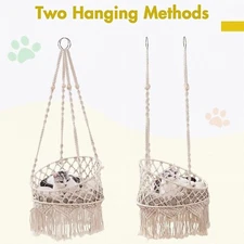 Mewoofun Cat Hammock Durable Hanging Cat Bed and Cat Swing for Indoor Cats Beige