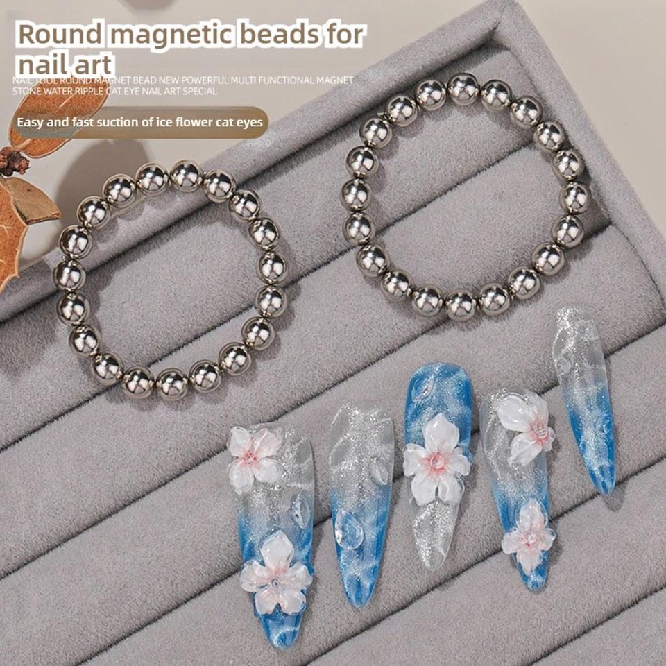 20Pcs Beads Multifunction Nails Sparkling Flower Carving Nail