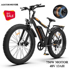 Ebike 26" 750W 48V Electric Bike Mountain Bicycle Fat Tire 28mph Ebike 7 Speed