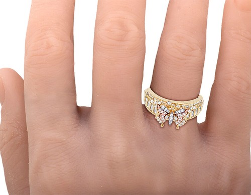 Butterfly 3/5 CT Real Diamond Ring 10K Rose-Yellow Gold - Picture 6 of 6