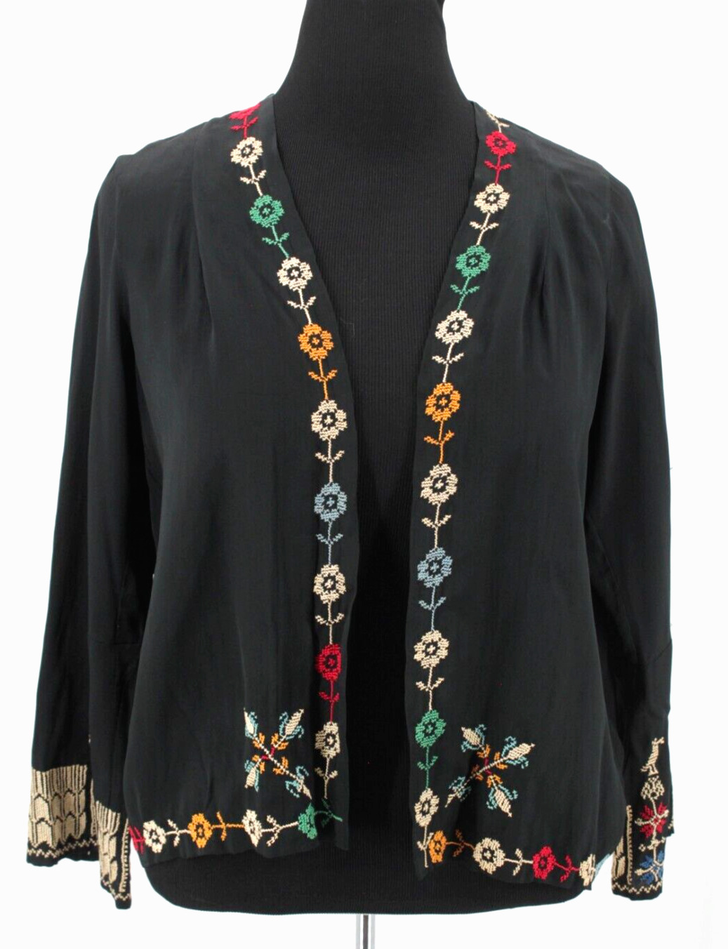 VTG Women's 20s 30s Black Embroidered Tunic Dress… - image 12