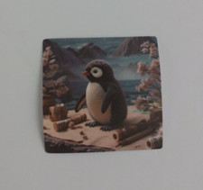 Penguin On A Pebbled Beach & Cherry Blossom Trees Animal Stickers 1.5