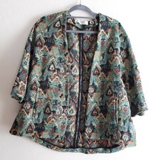 Zara Basic Dept Tapestry Green Coat Medium Chic