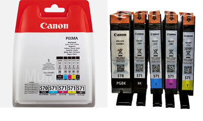 Original Canon PGI-570 CLI-571 Set (5 Patronen) KEINE SETUP - ECHTE ORIGINALE