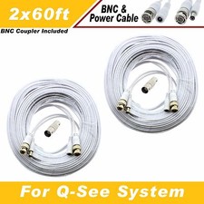 WHITE PREMIUM 120FT BNC CABLE FOR 8 CH QSEE SYSTEMS QT-5140, 578, 5516, 5032