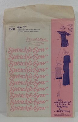Stretch & Sew #1530  The ''T''  loose-Fitting Top-Tunic or Dress Bust: 28-44'' UC