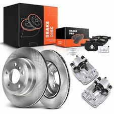 Rear Disc Brake Rotors & Ceramic Brake Pads +Brake Calipers for BMW X5 07-18 X6
