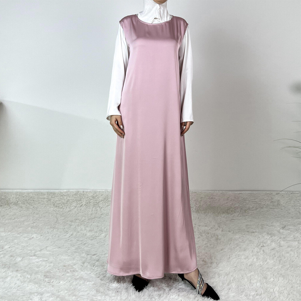 Modest Abaya Women Maxi Dress Muslim Sleeveless Inner Dress Islamic Morocco  Robe | eBay